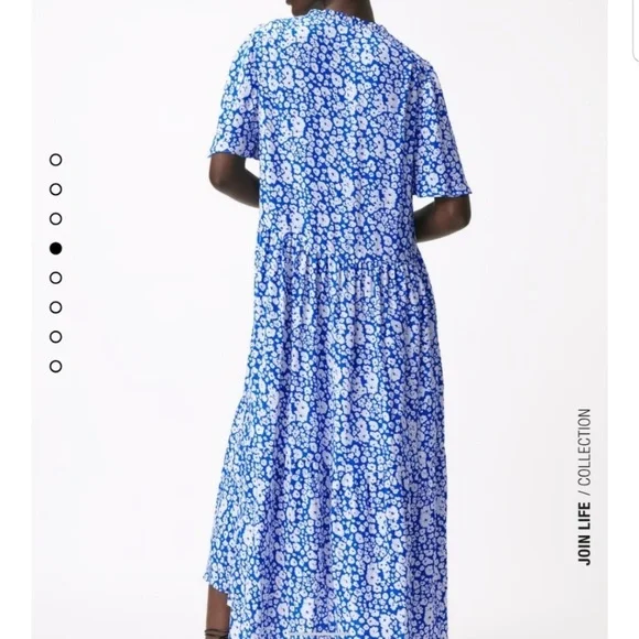 Zara Blue/White Floral Tiered Skirt Dress XS - Picture 3 of 9